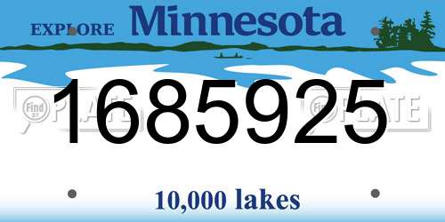 1685925 Minnesota License Plate