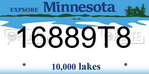 16889T8 Minnesota License Plate