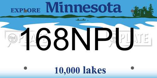168NPU Minnesota License Plate