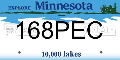 168PEC Minnesota License Plate