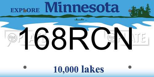 168RCN Minnesota License Plate