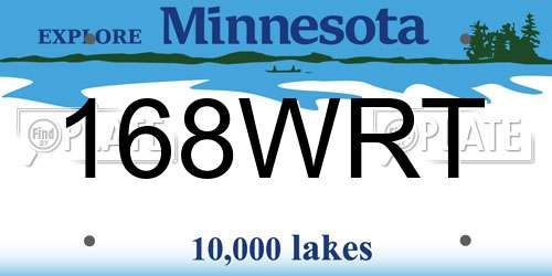 168WRT Minnesota License Plate