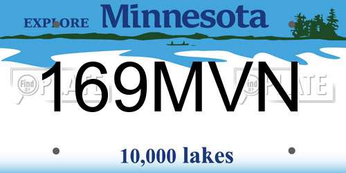 169MVN Minnesota License Plate