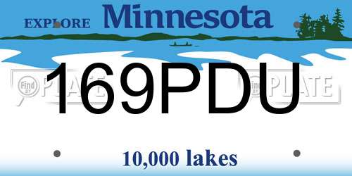 169PDU Minnesota License Plate