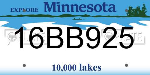 16BB925 Minnesota License Plate