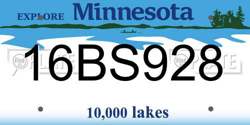 16BS928 Minnesota License Plate