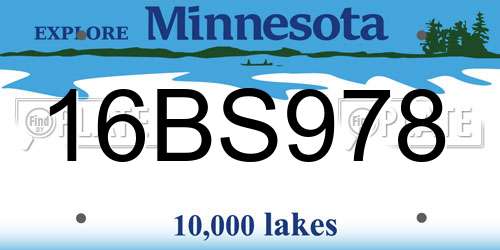 16BS978 Minnesota License Plate
