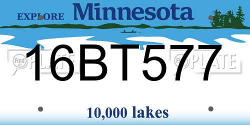 16BT577 Minnesota License Plate
