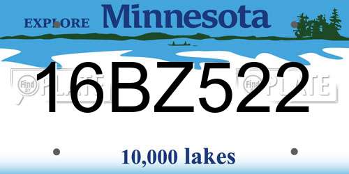 16BZ522 Minnesota License Plate