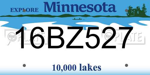 16BZ527 Minnesota License Plate