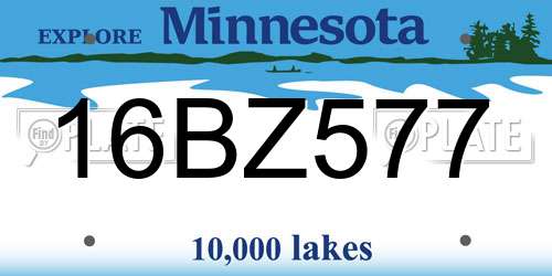 16BZ577 Minnesota License Plate