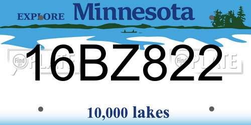 16BZ822 Minnesota License Plate