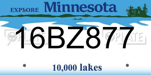16BZ877 Minnesota License Plate