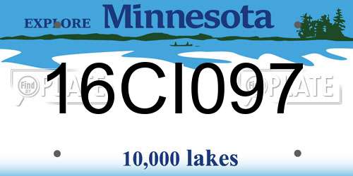 16CI097 Minnesota License Plate