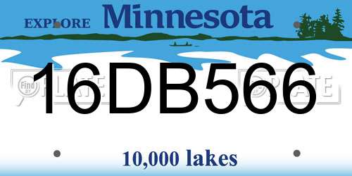 16DB566 Minnesota License Plate