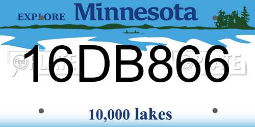 16DB866 Minnesota License Plate
