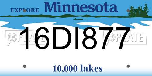 16DI877 Minnesota License Plate