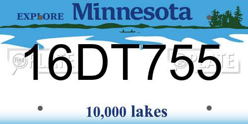 16DT755 Minnesota License Plate