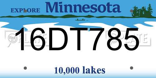 16DT785 Minnesota License Plate
