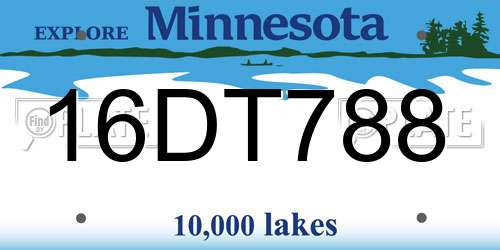 16DT788 Minnesota License Plate