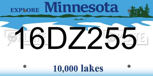 16DZ255 Minnesota License Plate