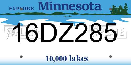 16DZ285 Minnesota License Plate