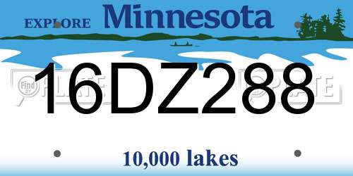 16DZ288 Minnesota License Plate