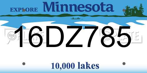 16DZ785 Minnesota License Plate