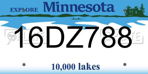 16DZ788 Minnesota License Plate