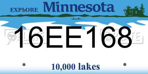 16EE168 Minnesota License Plate