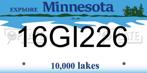 16GI226 Minnesota License Plate
