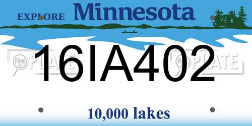 16IA402 Minnesota License Plate