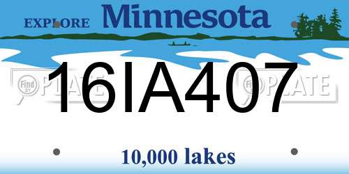 16IA407 Minnesota License Plate