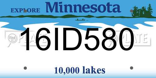 16ID580 Minnesota License Plate