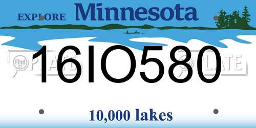16IO580 Minnesota License Plate