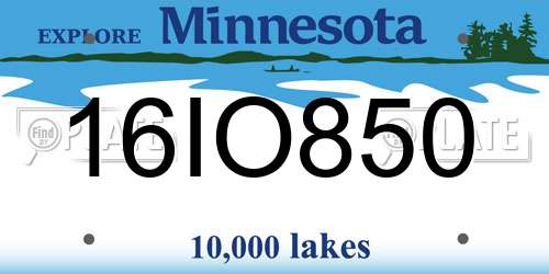 16IO850 Minnesota License Plate