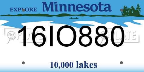 16IO880 Minnesota License Plate