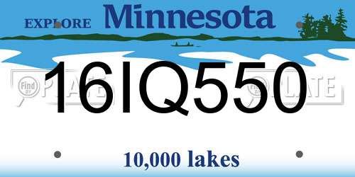 16IQ550 Minnesota License Plate
