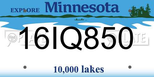 16IQ850 Minnesota License Plate