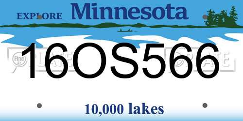 16OS566 Minnesota License Plate