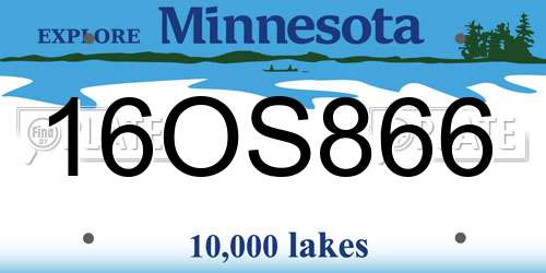16OS866 Minnesota License Plate