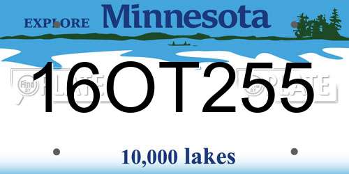 16OT255 Minnesota License Plate