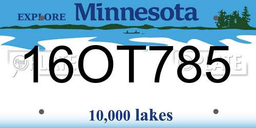 16OT785 Minnesota License Plate
