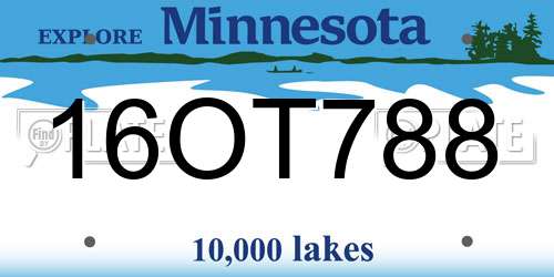 16OT788 Minnesota License Plate