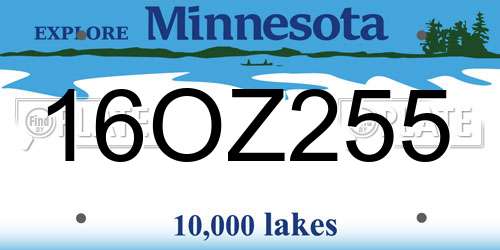 16OZ255 Minnesota License Plate