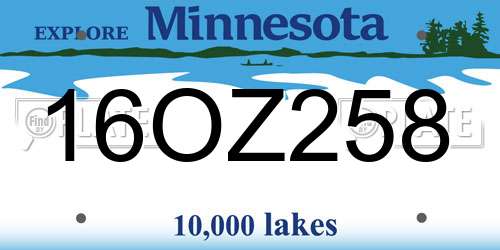 16OZ258 Minnesota License Plate