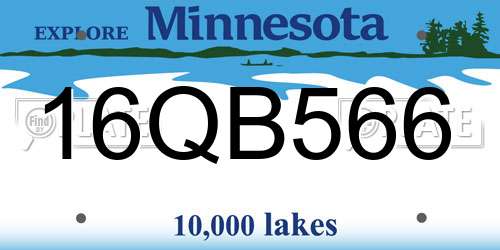 16QB566 Minnesota License Plate