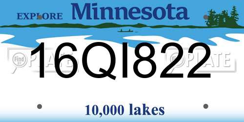 16QI822 Minnesota License Plate