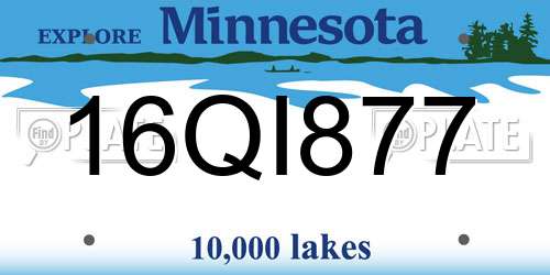 16QI877 Minnesota License Plate