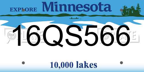 16QS566 Minnesota License Plate